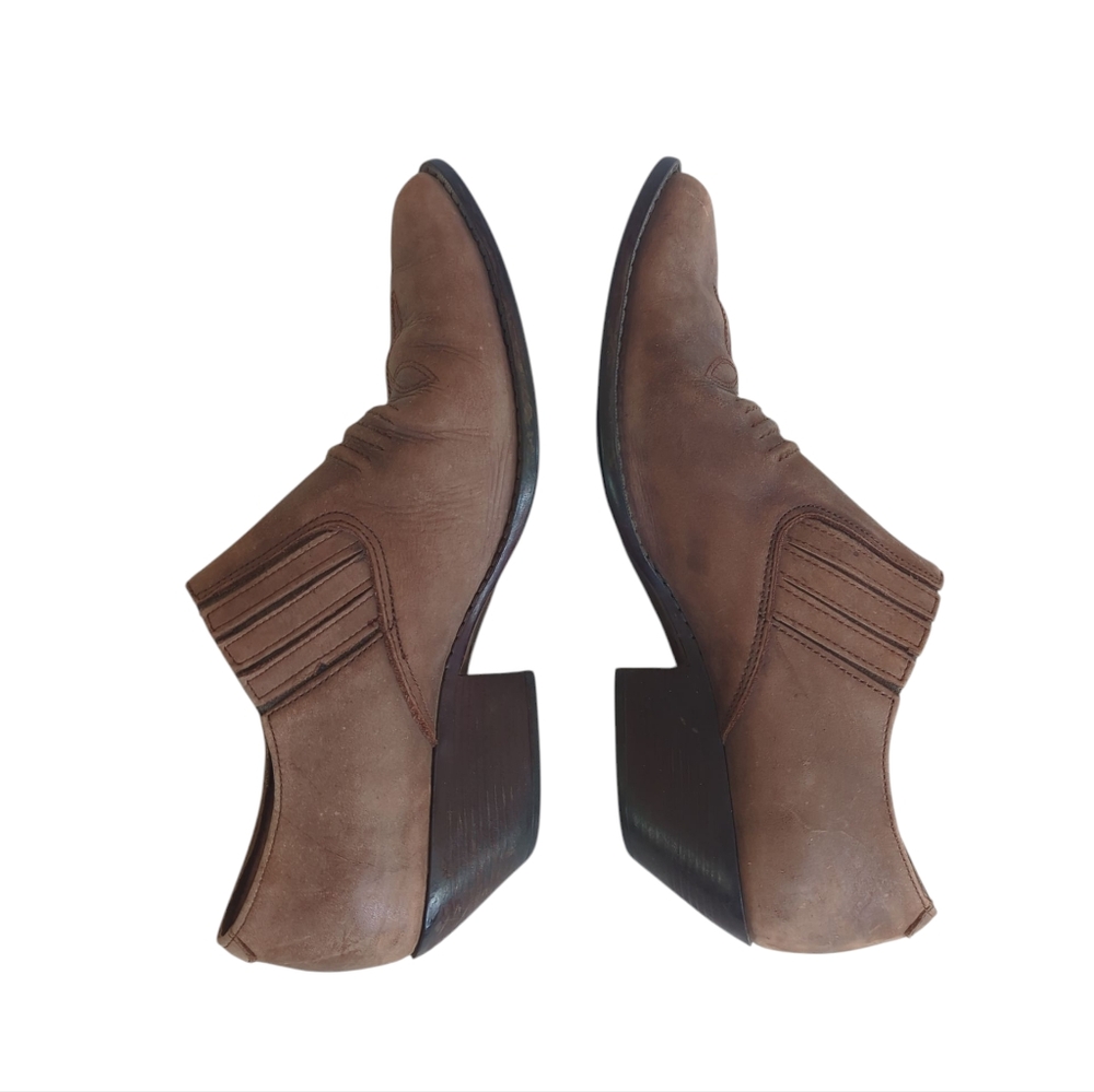 Vintage Maine Woods Dude Leather Tooling Cowgirl Western Ankle Shooties 9M Brown - Picture 3 of 16
